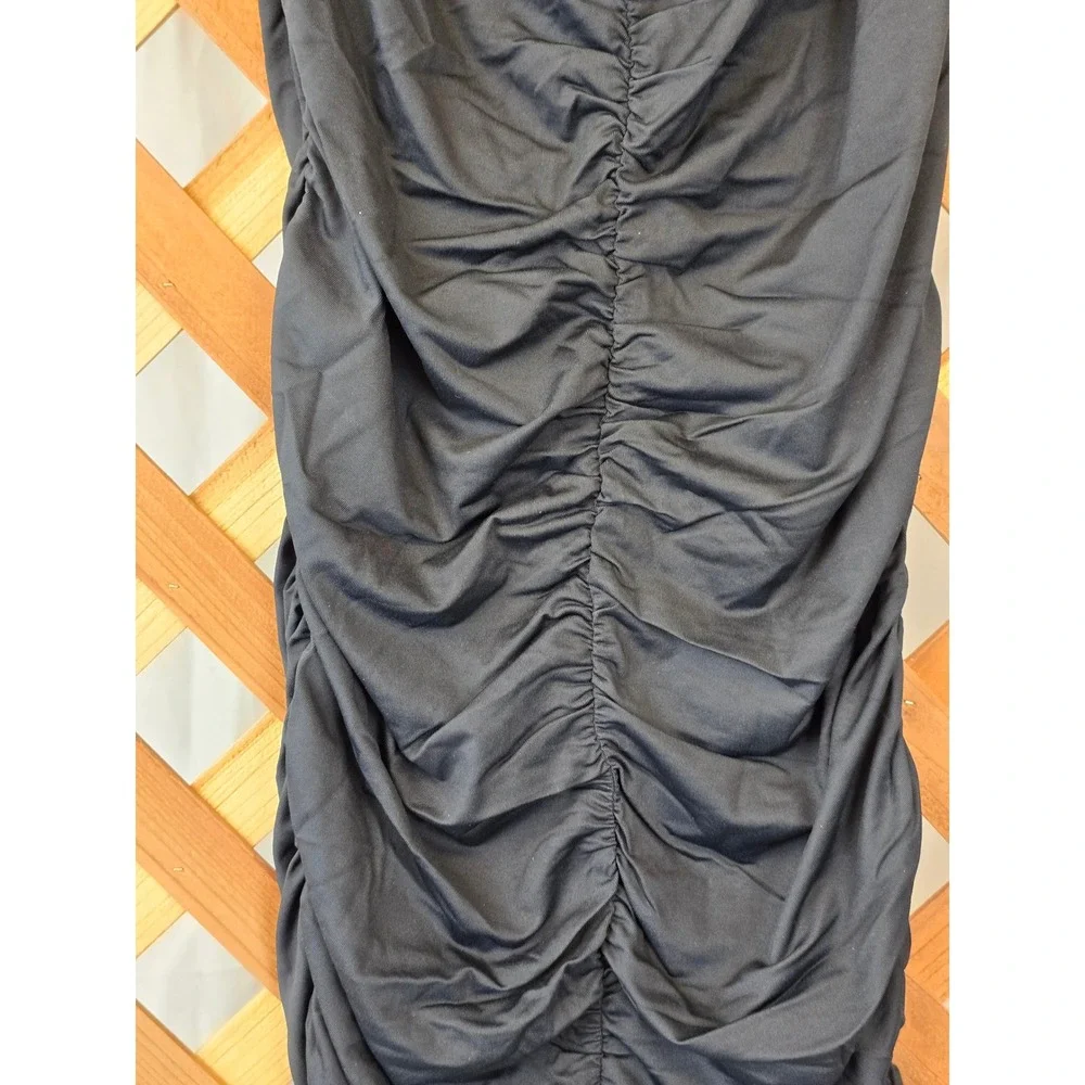 Forever 21 Ruched Bodycon Midi Dress Womens Large Black Sleeveless - New